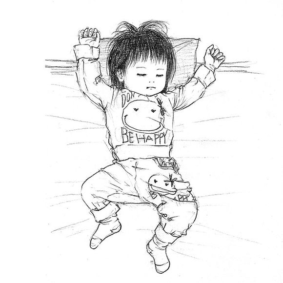 「曾经的热图，你可还记得」木朵儿爸爸给女儿画过的萌萌睡姿百图