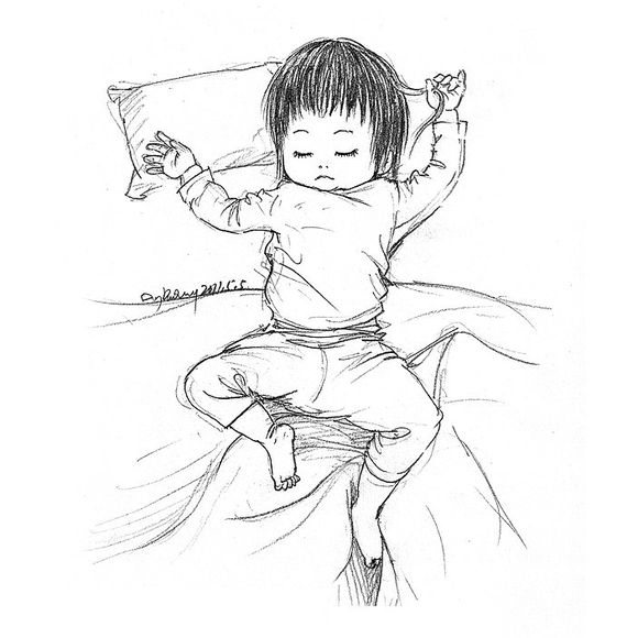 「曾经的热图，你可还记得」木朵儿爸爸给女儿画过的萌萌睡姿百图