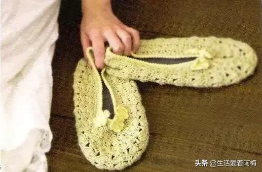 钩鞋收尾花边编织教程,鞋子怎么钩织