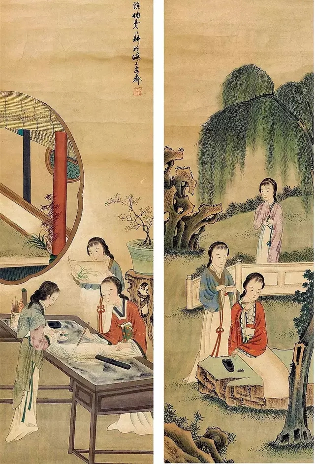 清代名家费丹旭笔下仕女图,费丹旭仕女画高清