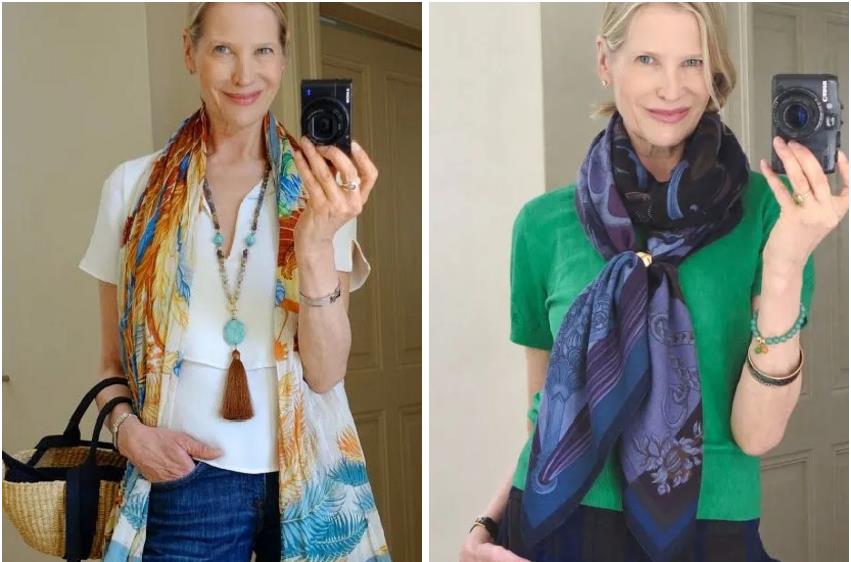 简单到一学就会的丝巾搭配,时尚博主丝巾搭配