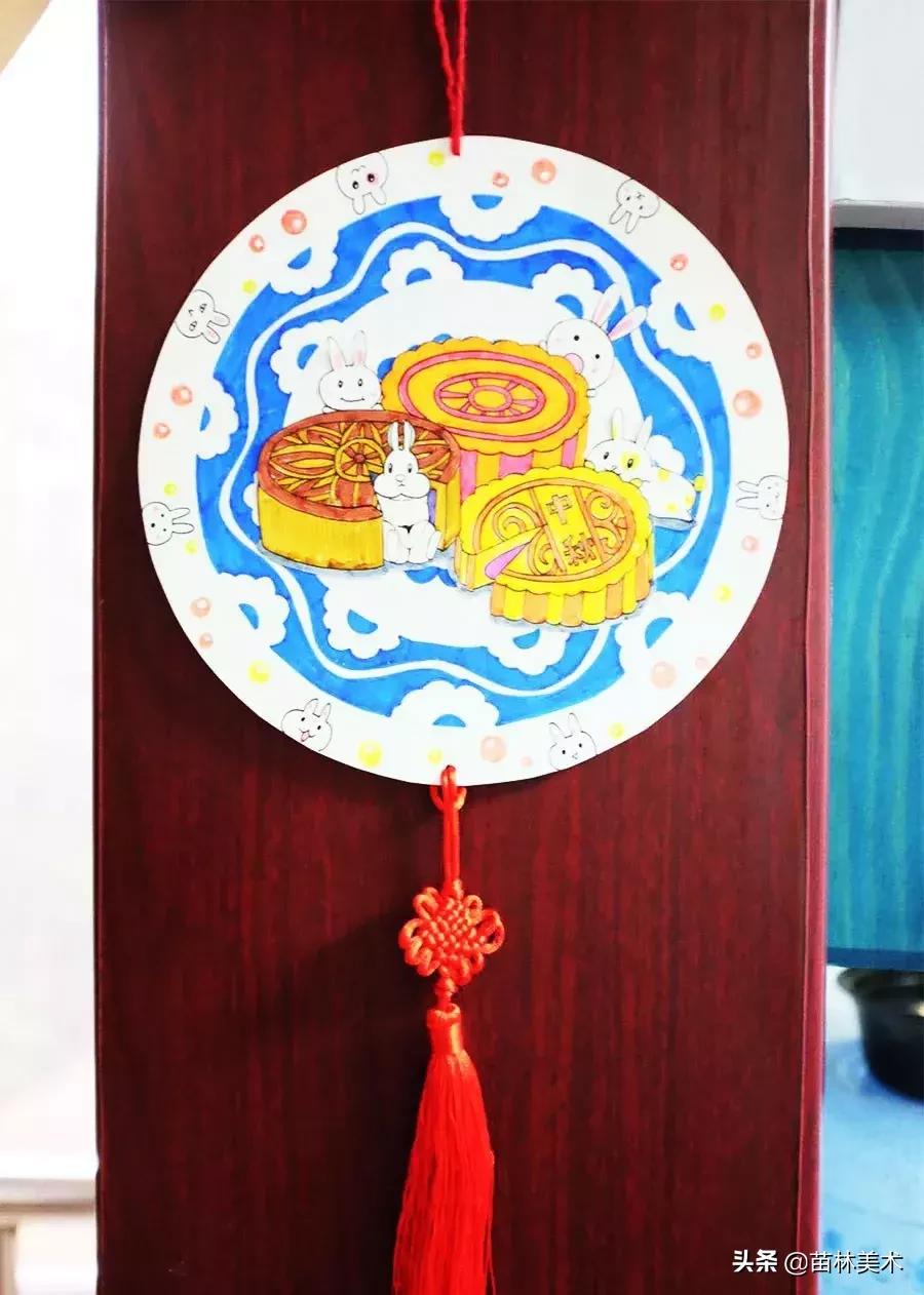 中秋节绘画作品二年级嫦娥和玉兔,中秋节兔子装饰画