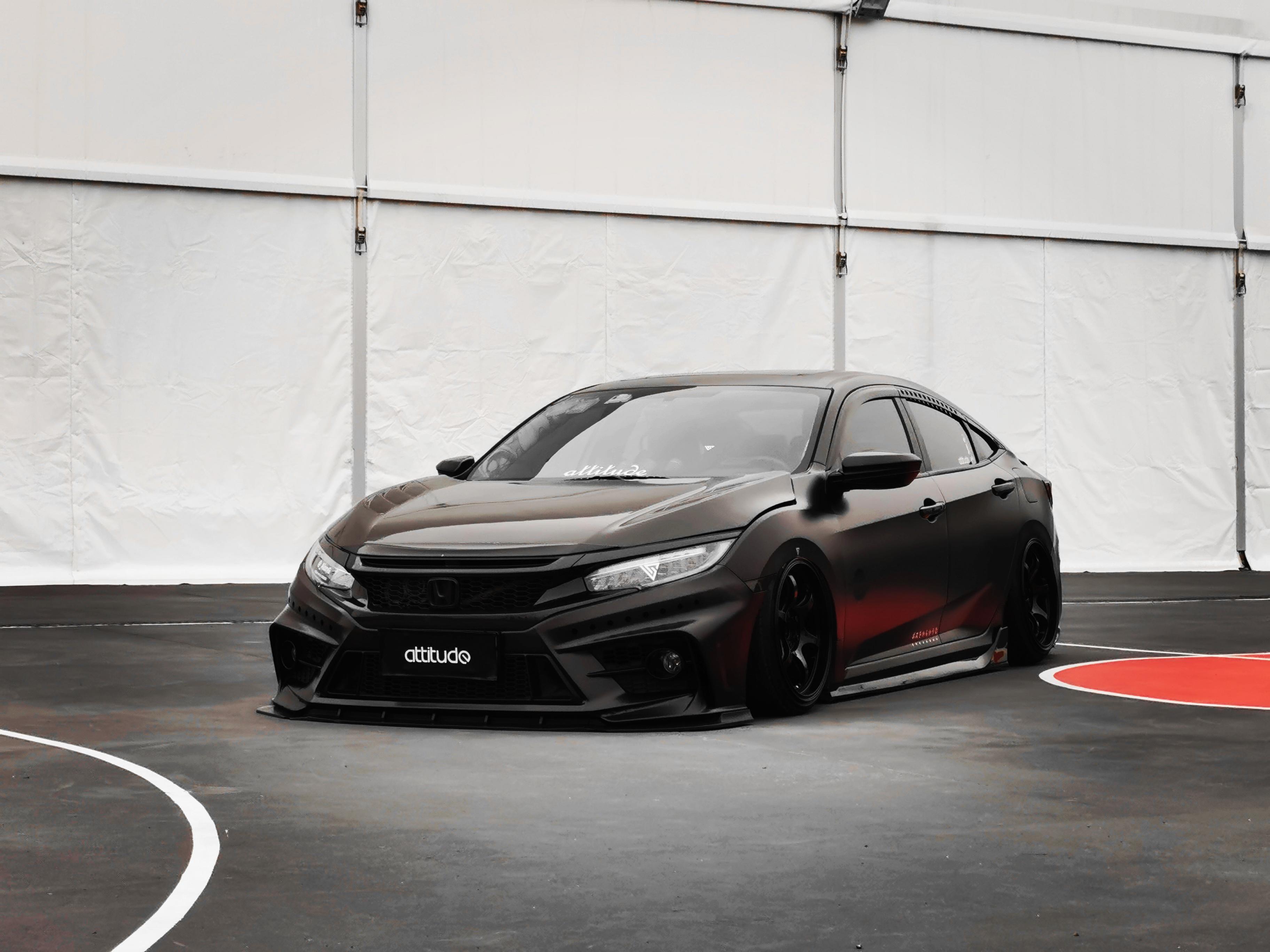 十代思域外观黑白改装方案,十代思域全黑改装