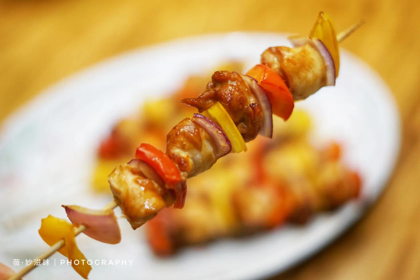 低脂彩椒鸡肉串晚餐,自制低脂少油彩椒鸡肉串