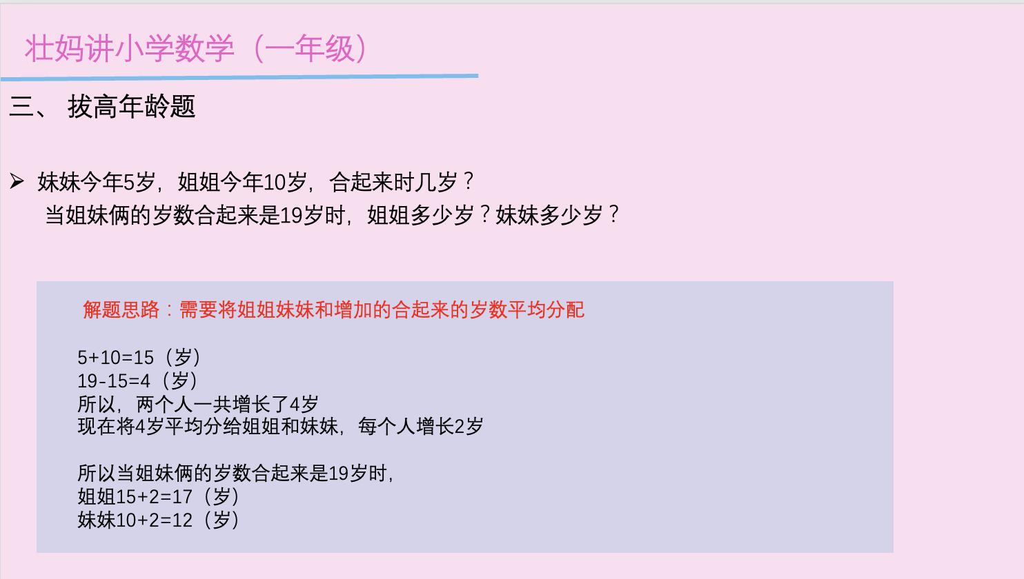 小学奥数关于年龄倍数题讲解,三四年级奥数题年龄差