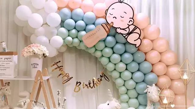 生日气球装饰场景布置,最简单的墙上气球装饰