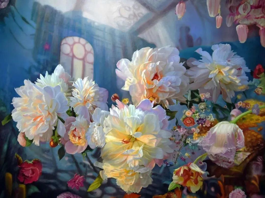 世界著名大师花卉油画,油画漂亮风景画