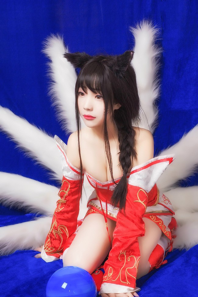 英雄联盟紫色阿狸cos,游戏英雄联盟九尾妖狐阿狸cosplay