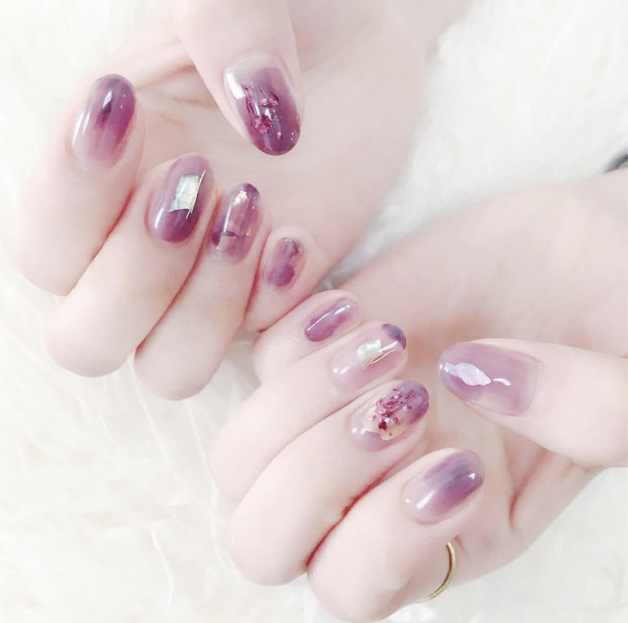 短款29号光疗晕染裸色贝壳美甲,贝壳美甲教程视频初学