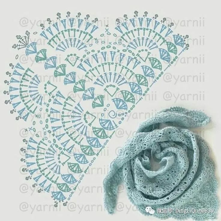 钩针钩贵夫人披肩最新花样图解,钩针夏河颜半圆形披肩图解