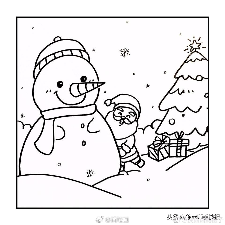 圣诞节可爱公主简笔画,礼物盒简笔画圣诞节版