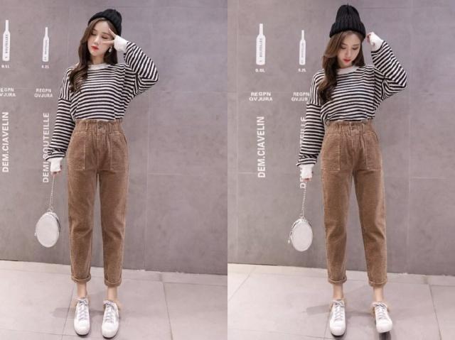 今年流行小脚裤时髦暖和又显瘦,休闲裤子显瘦小脚裤穿到哪好看