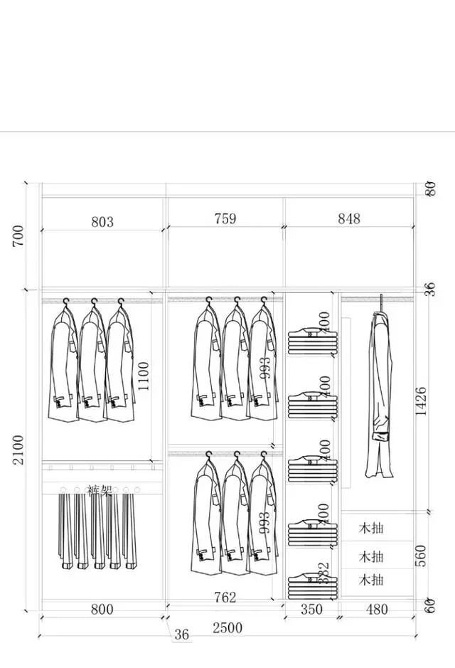 1.3米衣柜格局设计图,1米3衣柜布局设计
