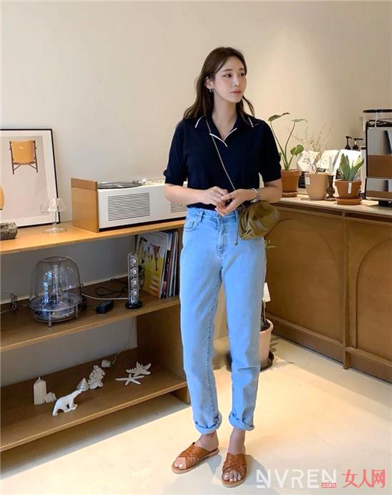 2022新款夏季潮流polo衫,洋气时髦polo衫女黄色