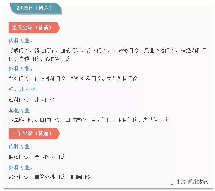 通州6大医院春节期间出诊表来啦！仅供收藏，最好用不上哦~