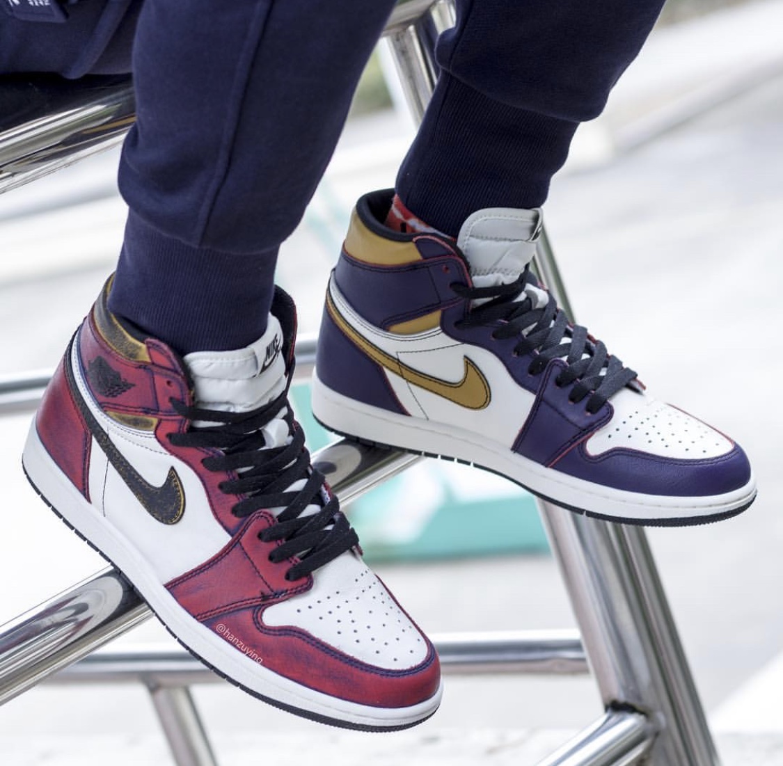 就等发售了！AirJordan1OGxNikeSB“Lakers”上脚细节大赏！