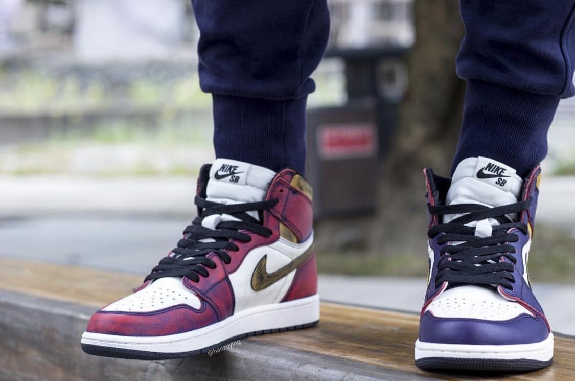 就等发售了！AirJordan1OGxNikeSB“Lakers”上脚细节大赏！