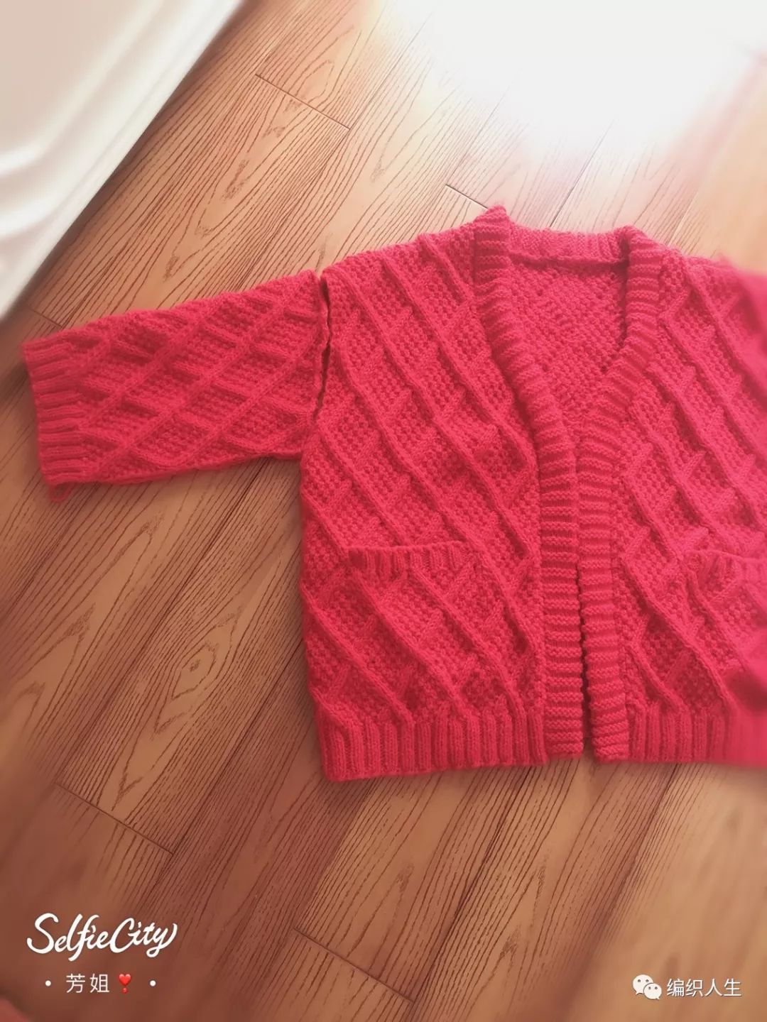 棒针手工粗线正肩毛衣女款,棒针编织v字领蝙蝠毛衣穿上显胖