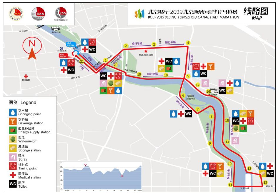 北京半马马拉松路线,2019北京通州运河马拉松