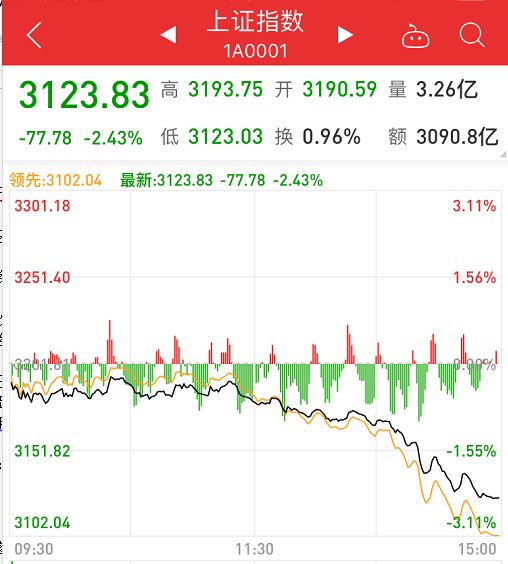 a股恐慌性下跌直破3000点,a股恐慌杀跌近百点