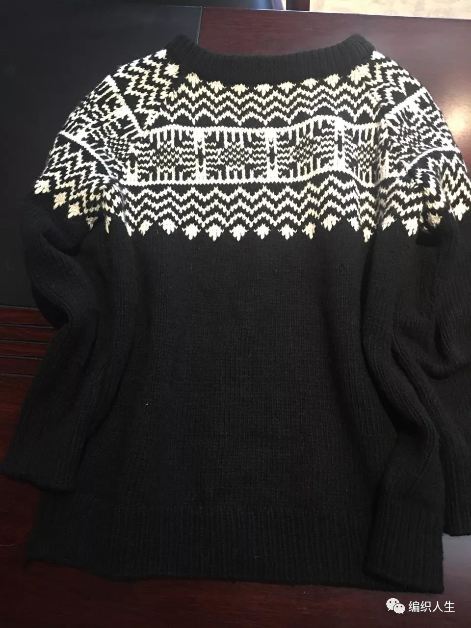星空黑白提花毛衣编织图解,秋冬针织提花打底衫黑白