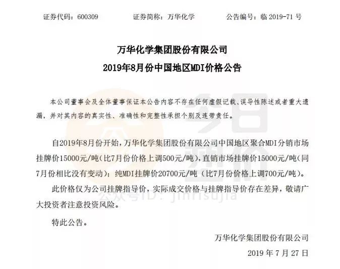 涨价函明细,涨价函的行情