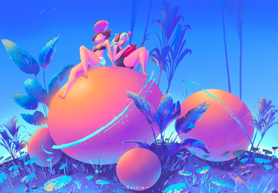 iPad软件Procreate「梦境之夏」风格插画10节课，一起描绘梦中的夏天