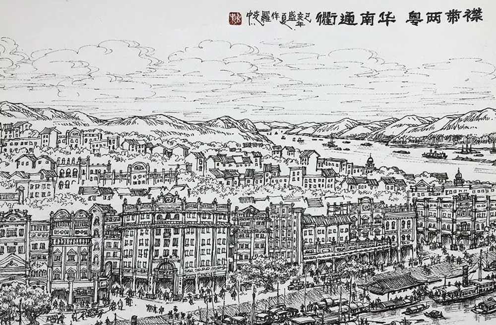 骑楼老街美景图,骑楼手绘图