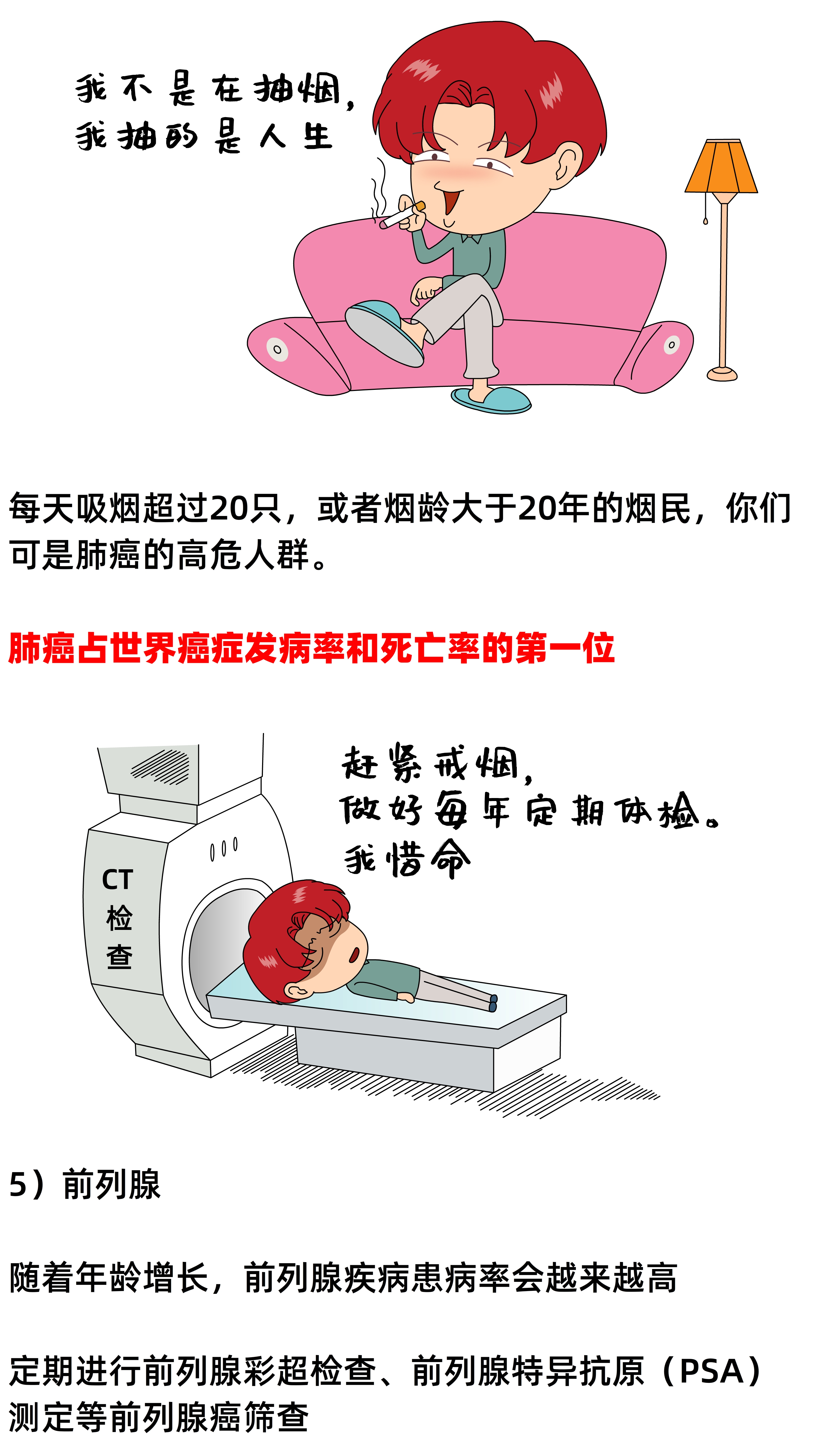 漫画看懂体检报告,漫画男生做内科检查