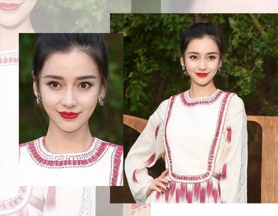 杨颖全唇妆,angelababy唇妆画一半
