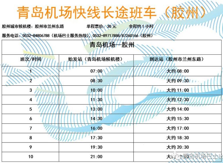 青岛胶东机场巴士706站点位置,诸城到青岛机场的大巴发车时刻表