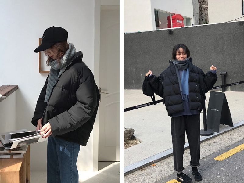 小个子穿搭2020冬面包服,小个子冬天穿搭背影面包服