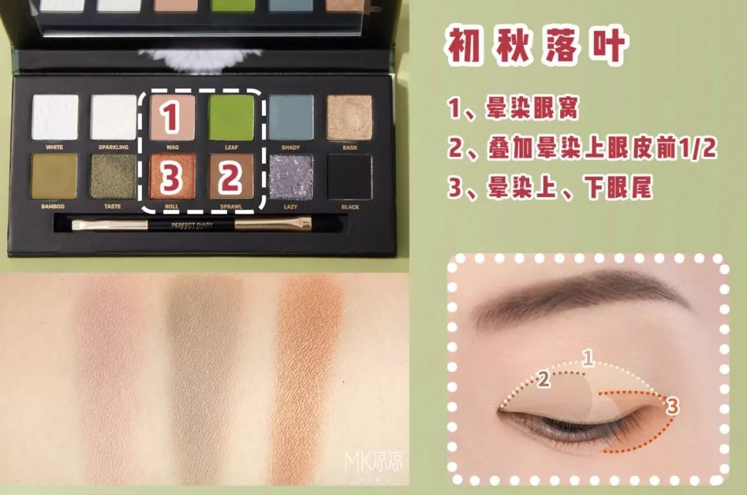 新出的绿色3ce眼影盘画法教程,3ce眼影的正确画法4宫格