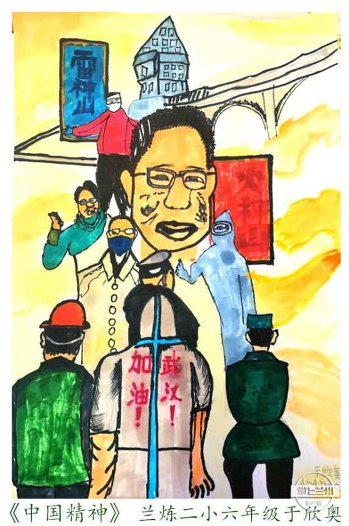 战疫儿童绘画作品500幅,小学生众志成城同心战疫绘画作品