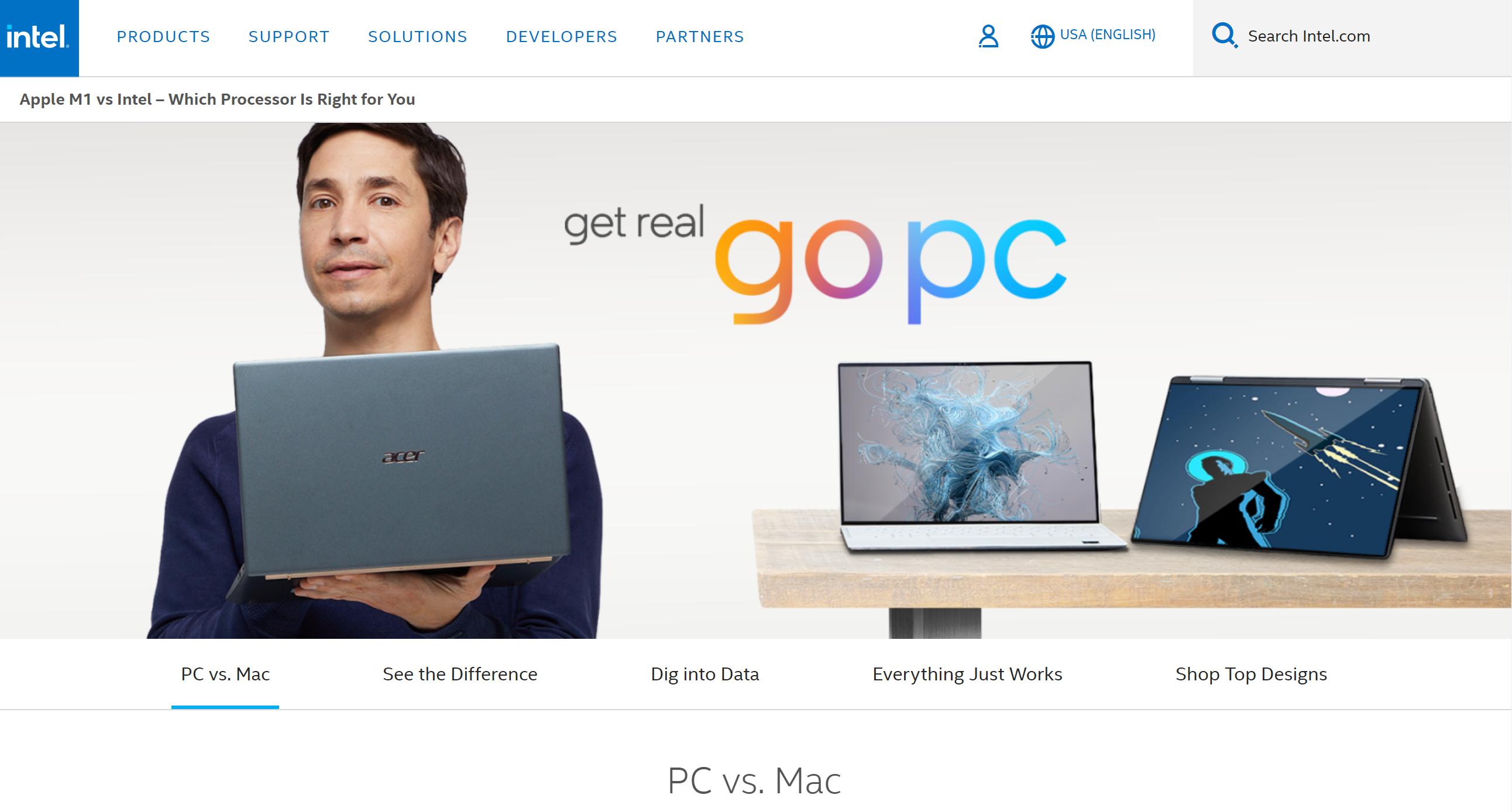 再度上演争议营销英特尔上线“PC对比苹果M1MacBook”网站