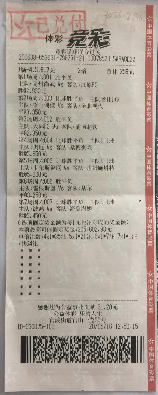 竞彩4场进球比赛开奖结果,7场全中过关6串1奖金怎么算