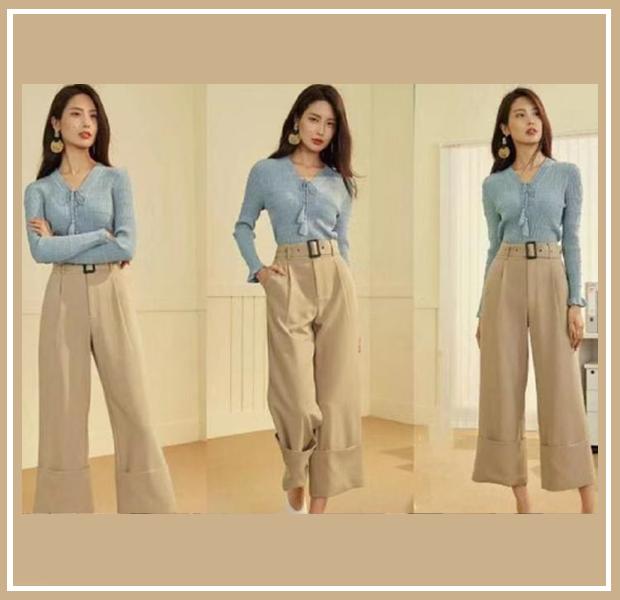 秋冬羊毛针织阔腿裤怎么搭配上衣,毛衣阔腿裤冬天这样穿才洋气