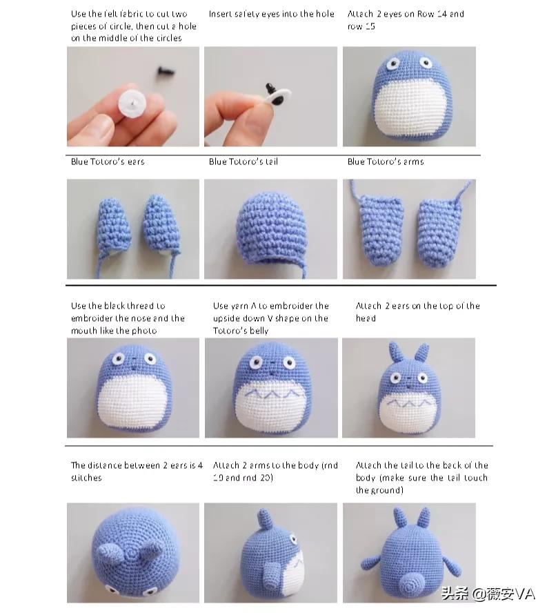 钩针迷你玩偶龙猫图解,钩针龙猫叶子