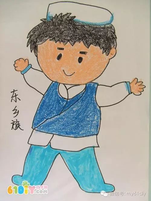 彩色少数民族儿童简笔画图片大全,五十六个民族简笔画卡通