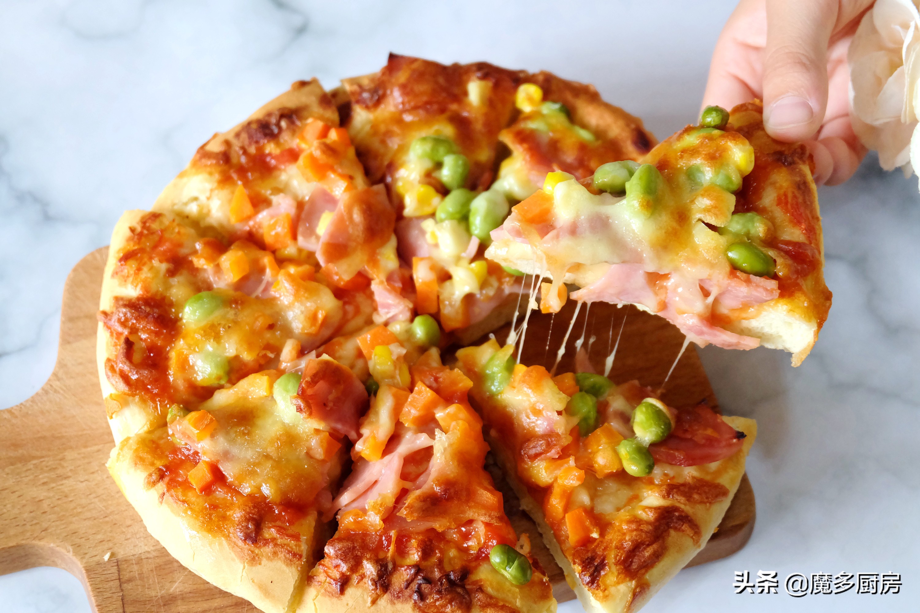 披萨最简单的做法连5岁小孩都会,适合小孩做的美食披萨不用芝士