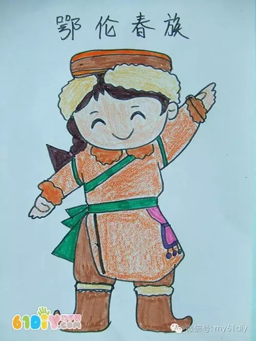 彩色少数民族儿童简笔画图片大全,五十六个民族简笔画卡通