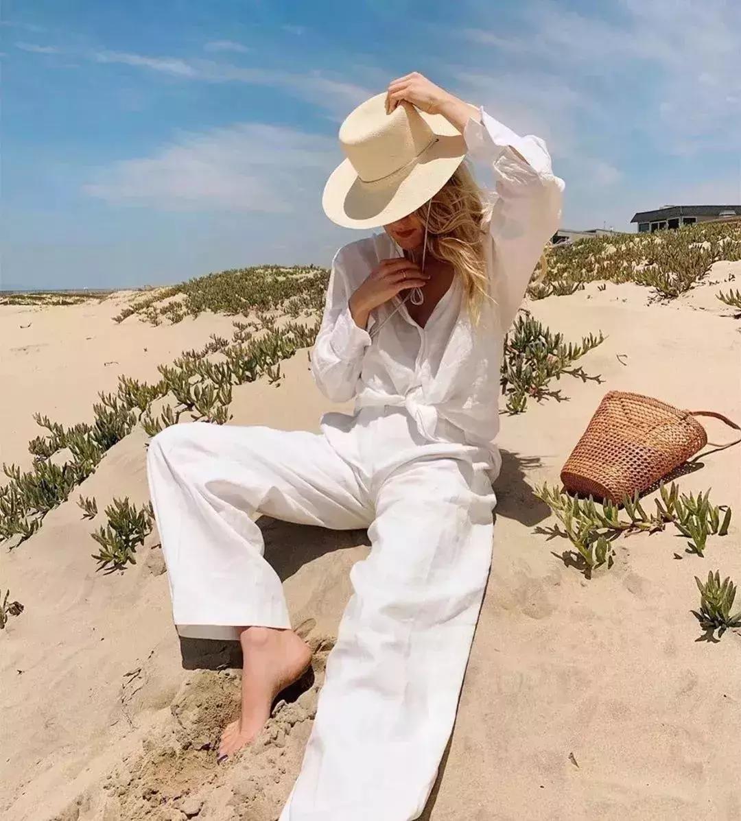 夏天亚麻显瘦气质套装,今夏流行穿亚麻高级爆了