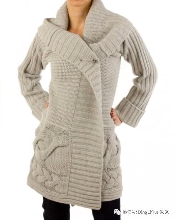 春秋针织女装长款开衫外套,加肥加大针织开衫外套长款