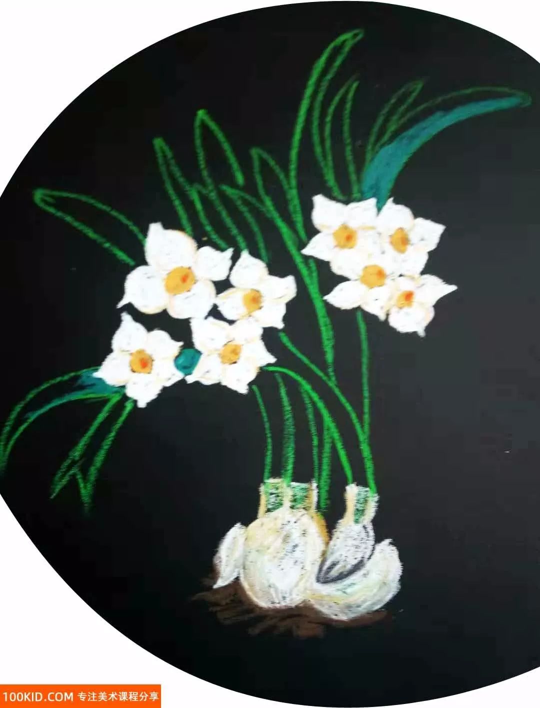 油画棒小花教程玫瑰花,水仙花油画棒不用刮刀