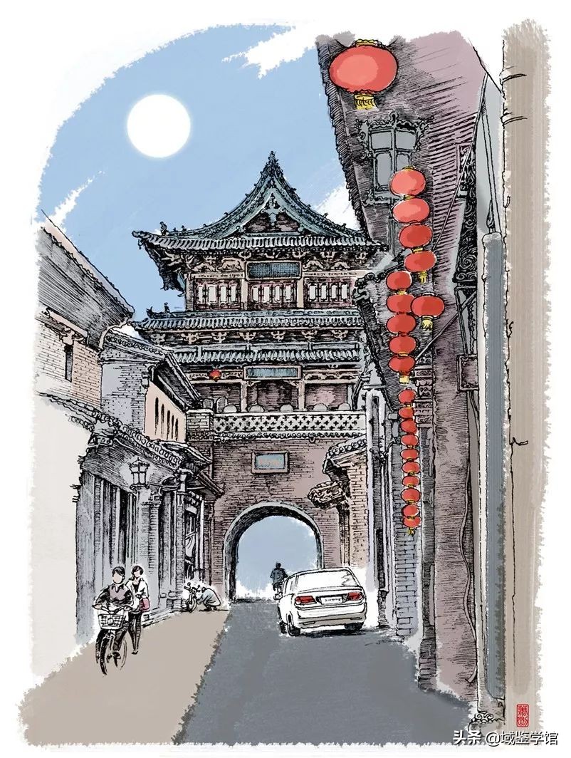 另类钢笔手绘,钢笔速写古建风景