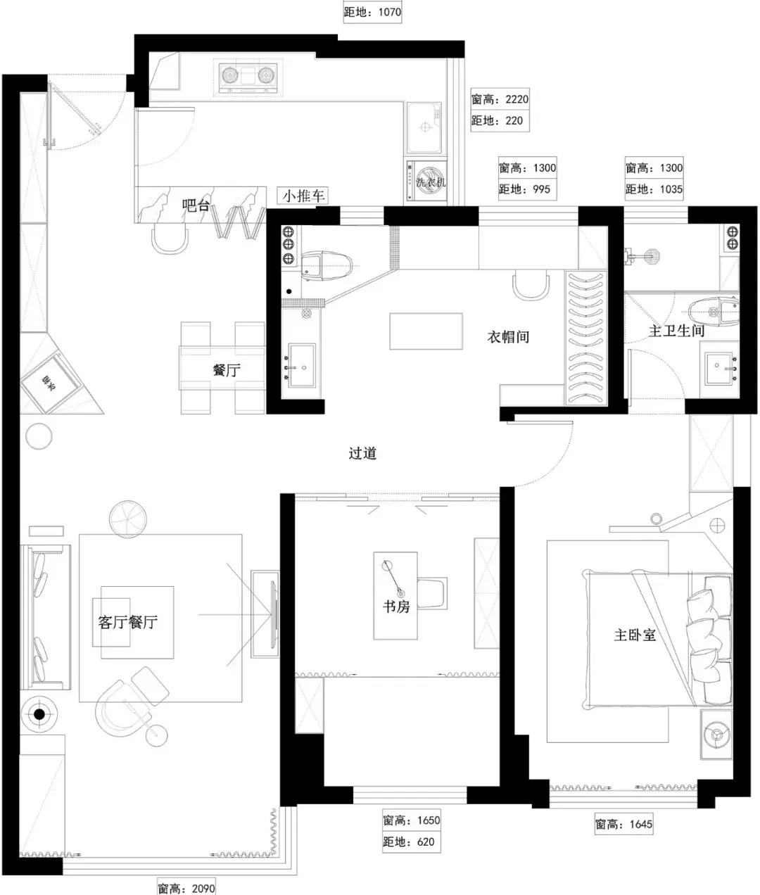 厨房加开窗，开放式衣帽间，一个人住95平的自由