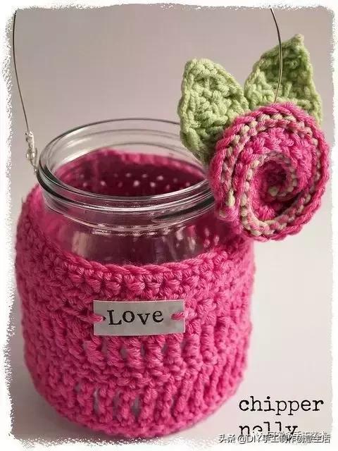 旧瓶子改花瓶套的钩法,旧玻璃瓶编织教程