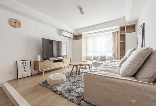 原木风吊顶效果图客厅简约,简约原木风