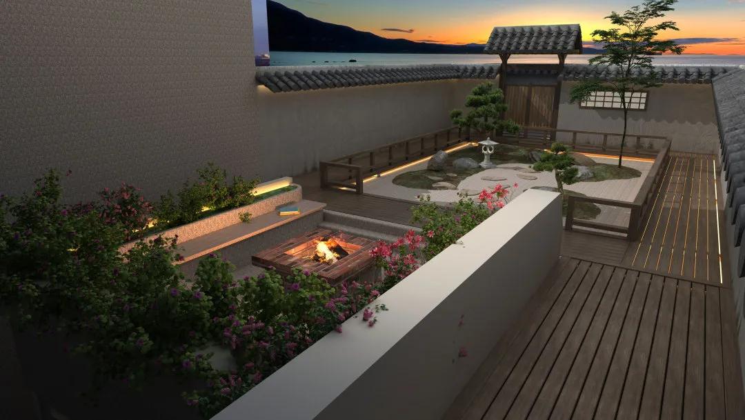 日式庭院景观设计3d图,日系庭院设计建模