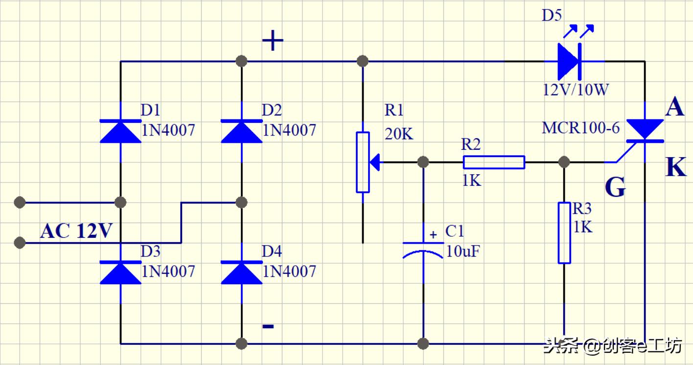 零基础学习电子电路，用单向可控硅设计制作一个调光电路，实用！